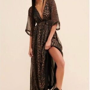 Eywasouls Malibu Sunbathing Leopard Maxi Dress